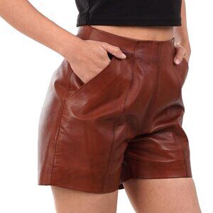 NWT New Decrum Real Lambskin Brown Leather Shorts Size XL